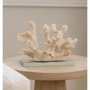 Vintage Coral Sculpture on Glass Base Coastal Nautical Decor